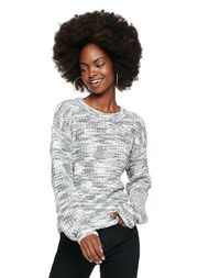 SO NWT  Black White Gray Spacedye Chenille Sweater Top Cropped New Kohl’s