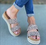 Cheetah Print Double Strap Espadrille Wedge 