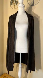 Mossimo Dark Heathered Brown Belted Open Front Cardigan XL