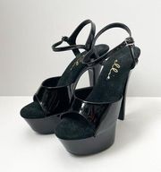 Ellie Platform Heels Black Vinyl Ankle Strap Pole Dancer Exotic 8