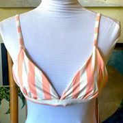 NWT Coral Pink & White String Bikini Top Size Large Triangle Swim Top GB Swim