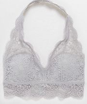 Aerie Grey Lace Halter Neck Bralette