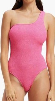 New Good American Always Fits Hot Shoulder One Piece Swimsuit Barbie Pink