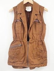 HEI HEI Anthropologie Military Vest Cargo Size Small Fall Casual Layering Boho