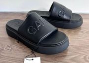 NWT GANNI 9/39 Black Vegea Slides Chunky Platform