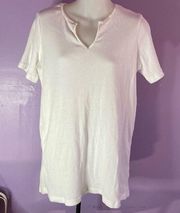 ONLY Necessities White Short Sleeve V Neck Ribbed Tee Size Medium