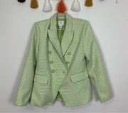 NWT House of Harlow 1960 Green White Tweed Double Breasted Blazer Size Medium