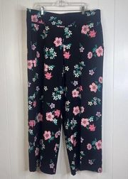 Lane Bryant The Allie Black Wide Leg Floral Flowy Pants SZ 18