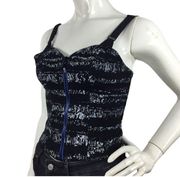 PH8 by Bebe Zip Bustier Active Top Size S Printed Black Y2K