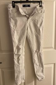 Hollister White Ripped Highrise Skinny