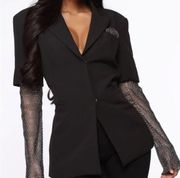 Akira Black Rhinestone Sleeve Blazer Jacket