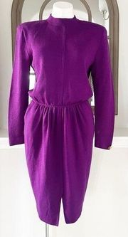 ST. JOHN Couture Purple Sweater Dress, Size 8