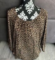 MICHAEL MICHAEL KORS Brown Animal Print Top Size Large