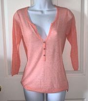 Scotch &‎ Soda Peach 3/4" Sleeve Light Weight V-Neck Sweater Size 1