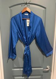 Ekouaer Satin Robe Silk Kimono Midi Bathrobe Sz M NWT