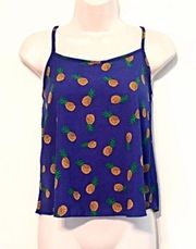 Awesome pineapple tank top pullover blue yellow size small