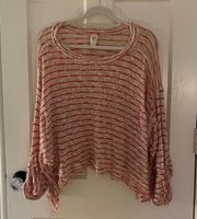 Free People Red Cream Striped Sweater