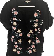 Sol and Luna black short sleeve flower print shirt size 1x