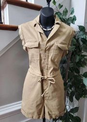 Wild Honey Women's Khaki Cotton Collared Sleeveless Casual Romper Size Small