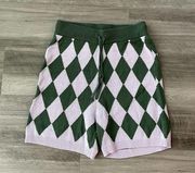 BP Green Purple Argyle Knit Sweater Shorts Size L NWT High Rise K1