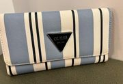 Guess Abree Light Blue Striped Wallet