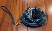 Brighton, leather rose, pedal pouch, navy blue, and silver