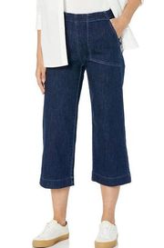 Nic + Zoe All Day Wide-Leg Crop Pull-On Jeans Blue Women's Size 8 Stretch