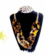 NWT Nicole Miller Leopard-Print  Link Necklace