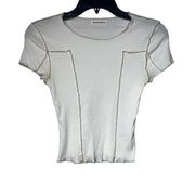 Reformation Exposed Seam Lettuce Crop Top in White Small Womens Tee Tshirt