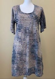 Yak & Yeti Striped Bleached Pocket Dress L