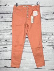 Ella Moss NWT Size 27 Fusion Coral Pink The Retro Super High Skinny Crop Jeans