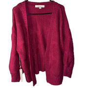 Callahan Sweater Cardigan Magenta Cable Knit 3/4 Sleeve Revolve NWT Size M