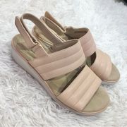 Clarks Collection Leather Jillian Flow Wedge Platform Sandals Pink White 9.5