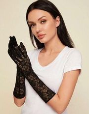 BLACK LACE Floral Opera Gloves NEW