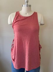 Pink Lace Up Sides Tank 