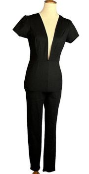 Black Leona Deep V Catsuit Jumpsuit