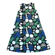 NWT marimekko x Uniqlo A-line in Black Fruit Print Cotton Dress 2XS XXS