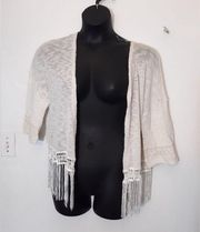 No Boundaries white fringe lightweight cardigan