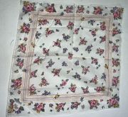 Vintage Handkerchief Hanky Floral Print Purple Pink 12" Womens Hankie NEW NOS