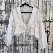 Princess Polly  white boho tie front crochet cardigan