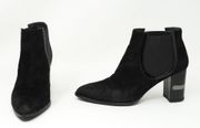 Stuart Weitzman Nostress Suede Leather Stretch Block High Heel Ankle Boots Shoes