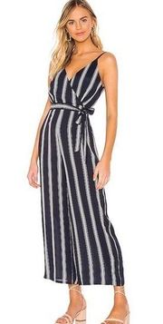 Rails Serena NWT Blue/White Striped Open Back Jumpsuit Cropped Wide Leg Large