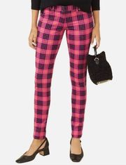 J. McLaughlin Becca Pink Plaid Pant Leggings, Size 2