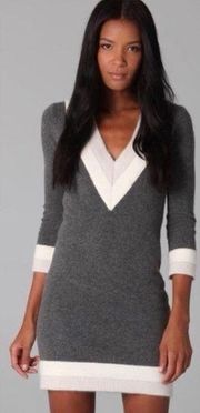 Rag & Bone Grey 'dean' Contrast Trim Wool Sweater Casual Dress sz S