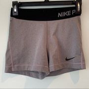 Nike  Pro Gray Grey Spandex Shorts Medium M 3”