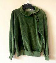 Vintage 90s Liz Claiborne Forrest Green Velour Scalloped Color Pullover