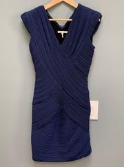 Maje Ruched Navy Blue Sleeveless Bodycon Mini Dress size 3 /Large