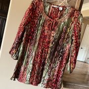 Rebecca Malone Boho Top Sequins Embroidered Hippie Shirt Womens Medium