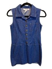 Vintage 90s Tower Hill Sport Sleeveless Button Up Collared Denim Dress Small