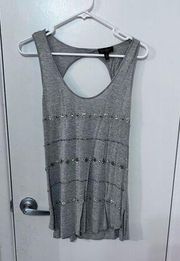 JESSICA SIMPSON GRAY RHINESTONE TANK TOP SIZE L